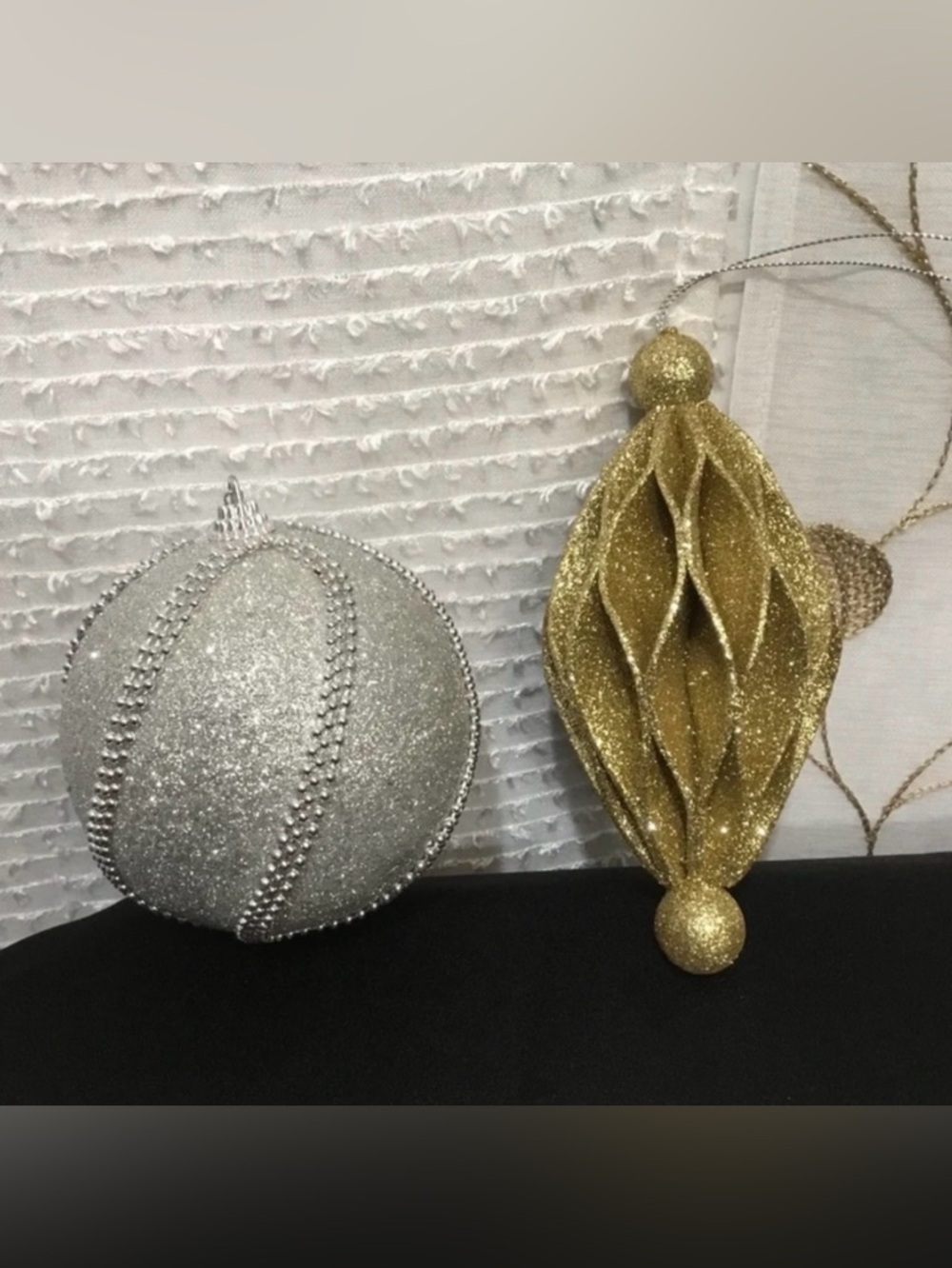 2 Sparkly Nonshatter Christmas Ornaments